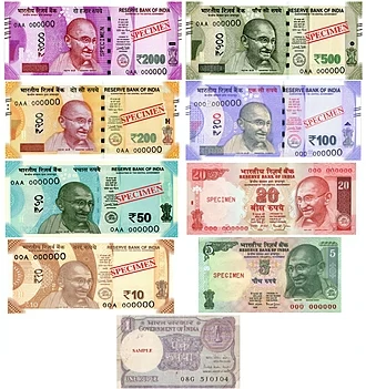 Indian bills all gandhi